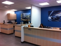 Amber behind the reception desk