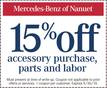 Discount accessory labor 15% off accessory purchase parts Call today!!!!! 845-624-1500