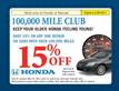100,000 MILE CLUB KEEP YOUR OLDER HONDA FEELING YOUNG 