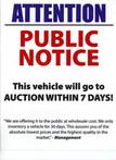 LAST CHANCE VEHICLES These vehicles will go to AUCTION within 7 DAYS! HURRY!