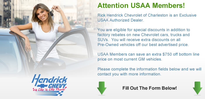 Rick Hendrick Chevrolet of Charleston is an Exclusive USAA Authorized Dealer