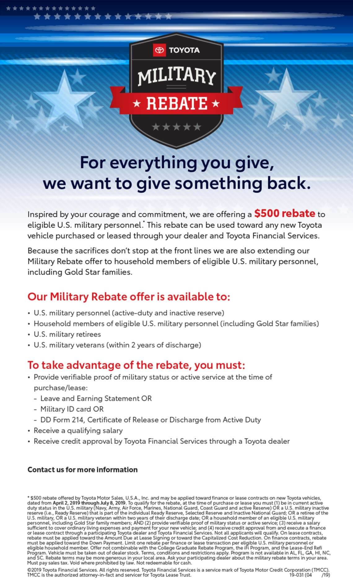 Toyota Military Rebate